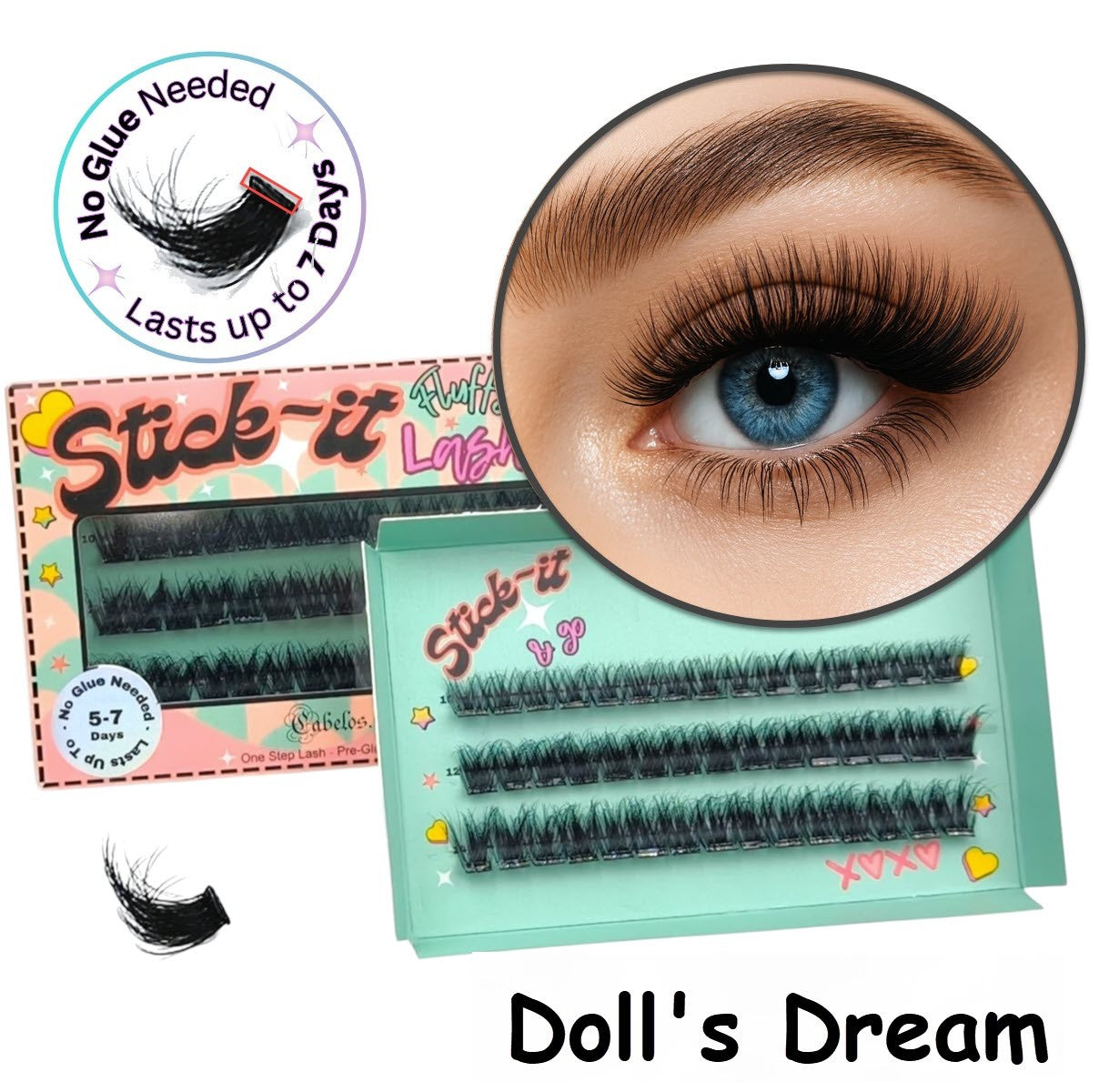 fest lösögonfransar – Stick-it Lashes för en dramatisk look utan lim, håller upp till 7 dagar