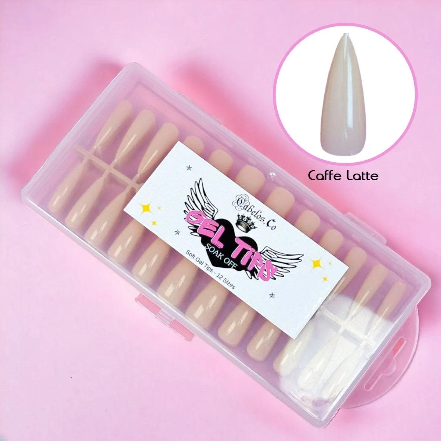 Press-on nail tips stiletto caffe latte